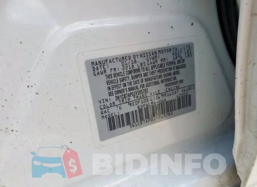 3N1CB7AP0JY265782 Photo# 12