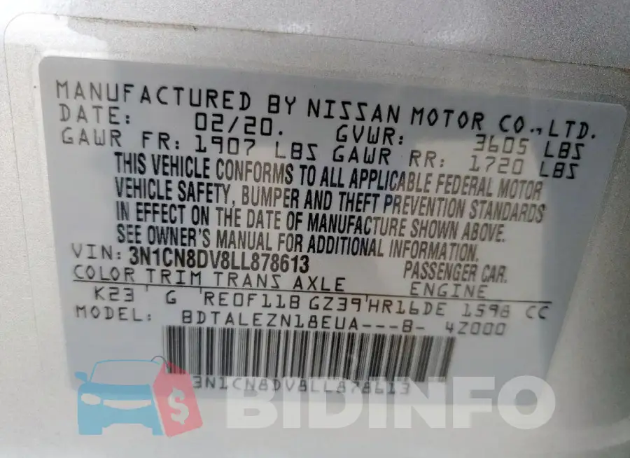 3N1CN8DV8LL878613 Photo# 12