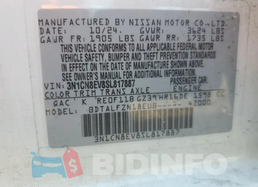 3N1CN8EV8SL817887 Photo# 12