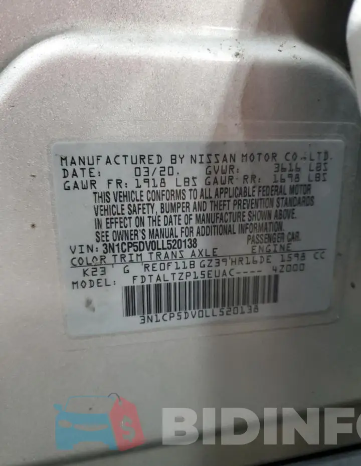 3N1CP5DV0LL520138 Photo# 13