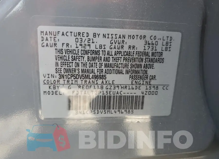 3N1CP5DV5ML496985 Photo# 13