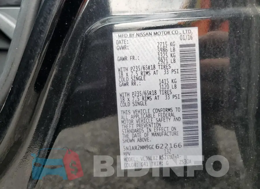 5N1AR2MM9GC622166 Photo# 13