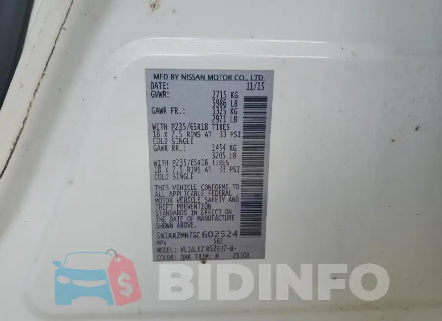 5N1AR2MN7GC602524 Photo# 12