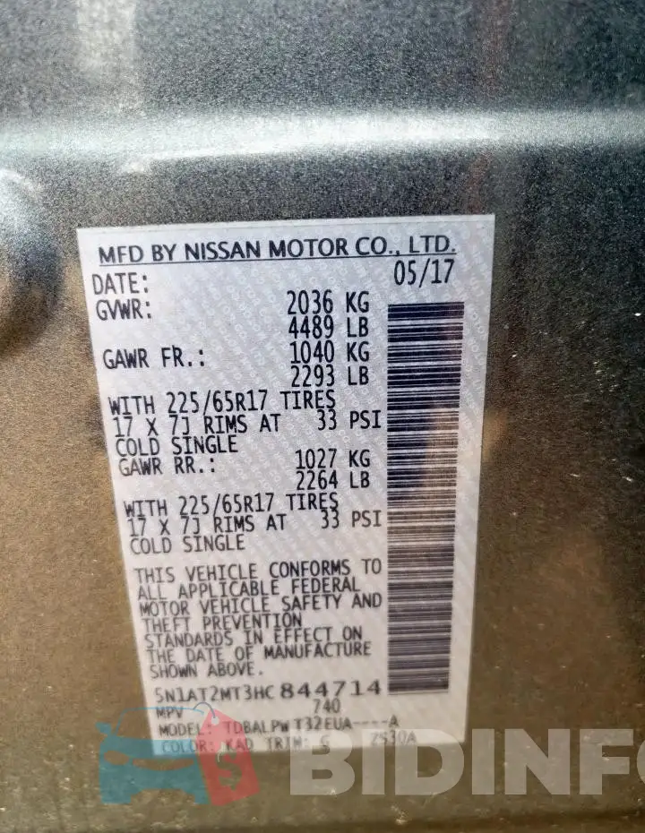 5N1AT2MT3HC844714 Photo# 13