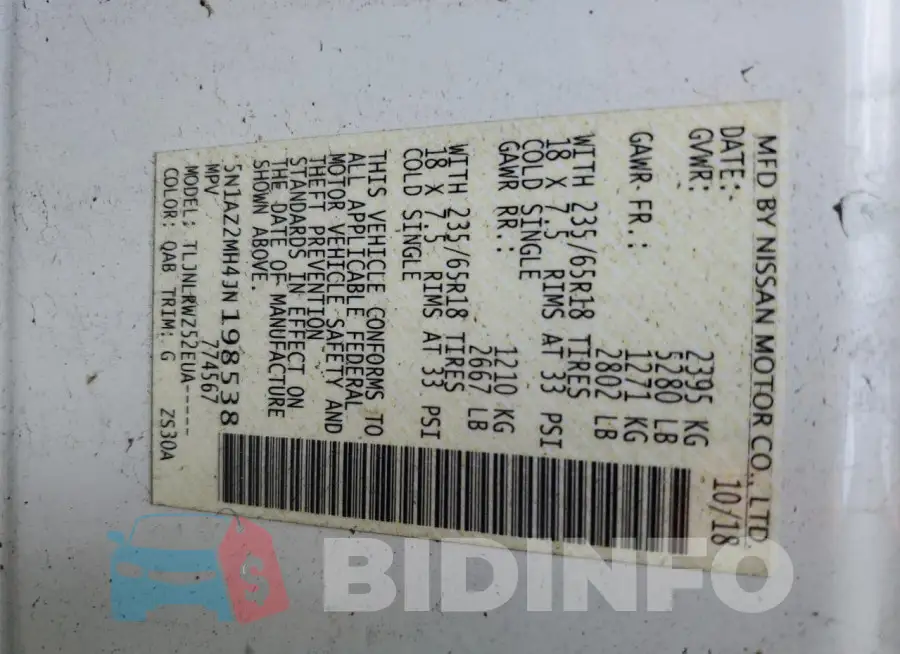 5N1AZ2MH4JN198538 Photo# 12