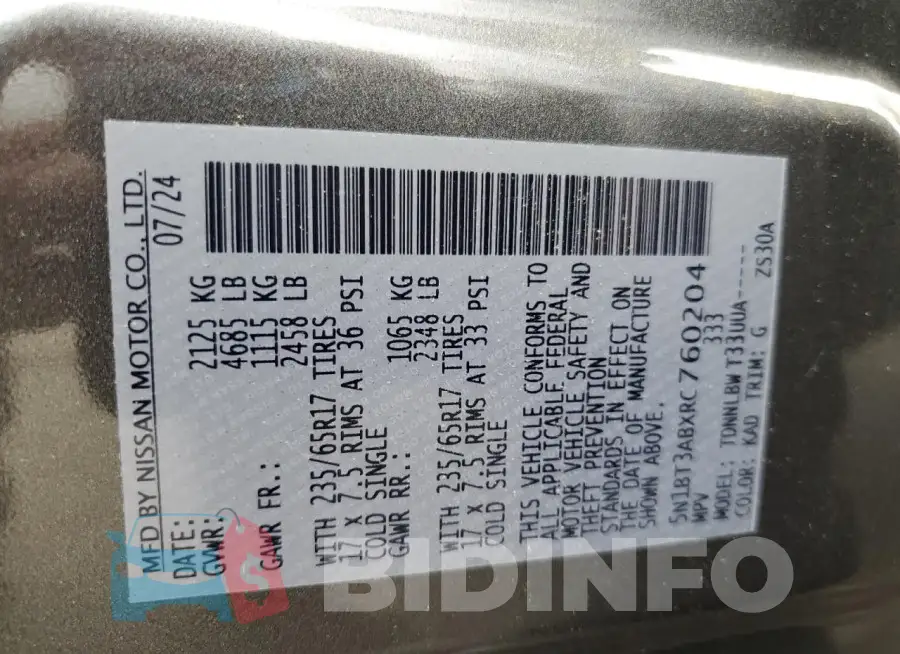 5N1BT3ABXRC760204 Photo# 14