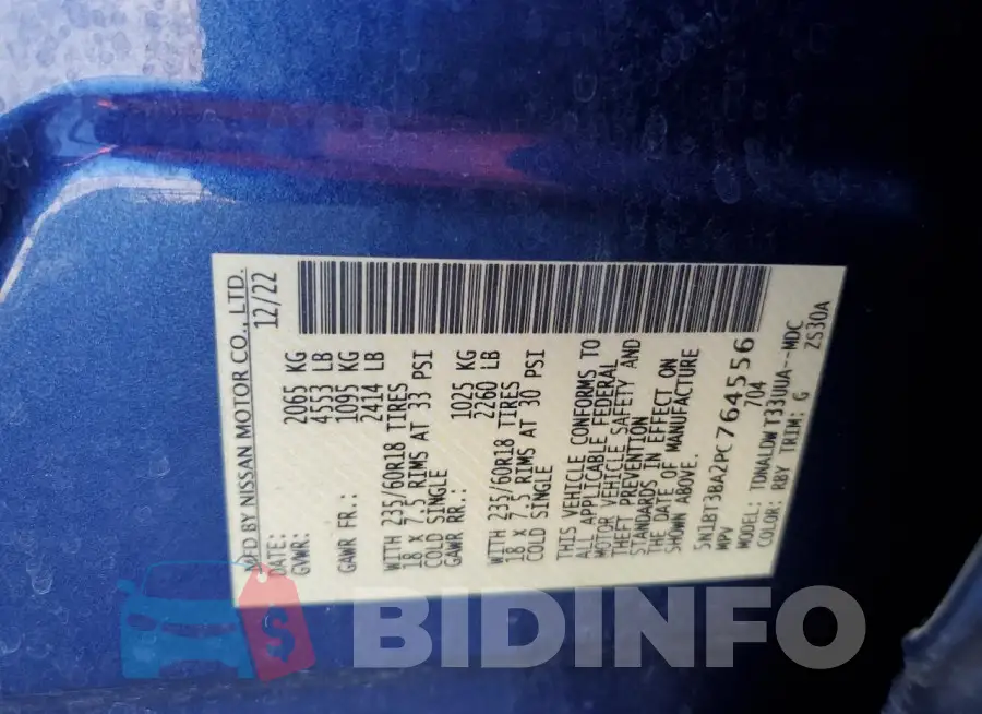 5N1BT3BA2PC764556 Photo# 13