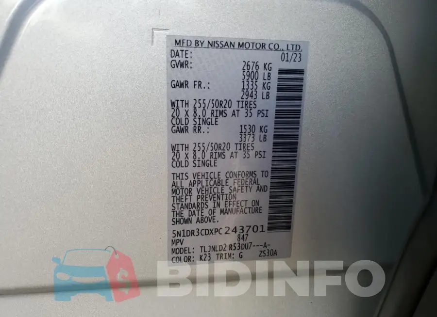 5N1DR3CDXPC243701 Photo# 13