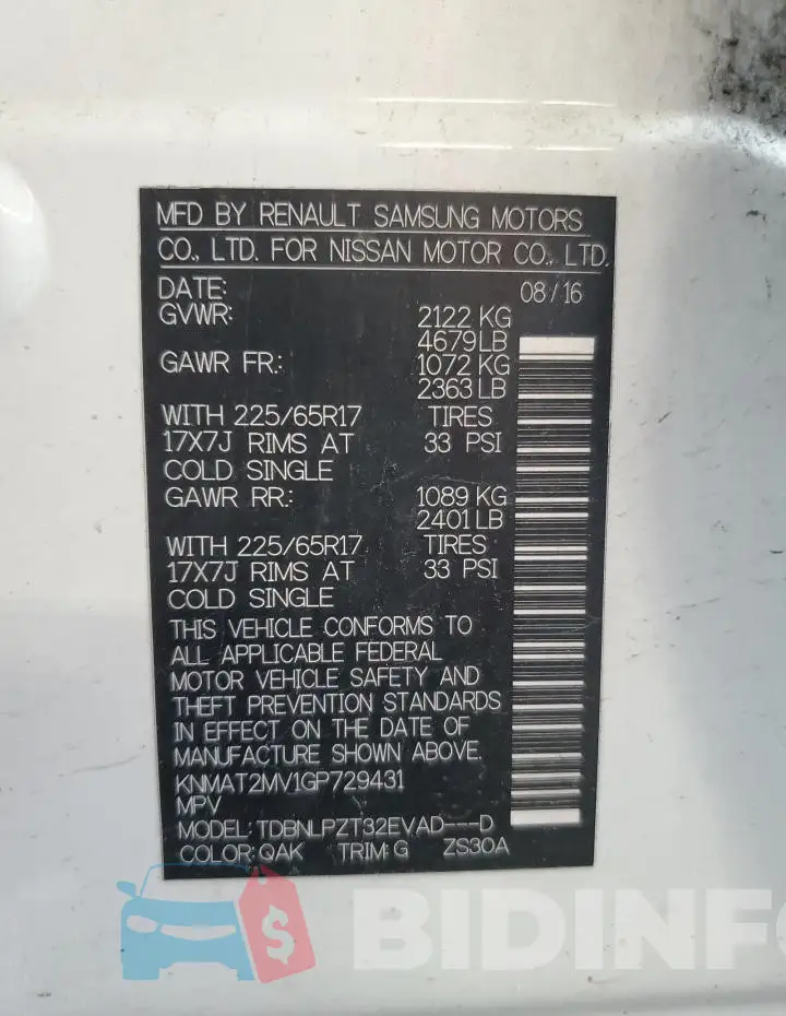 KNMAT2MV1GP729431 Photo# 14