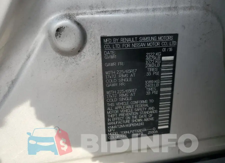 KNMAT2MV4GP654241 Photo# 14