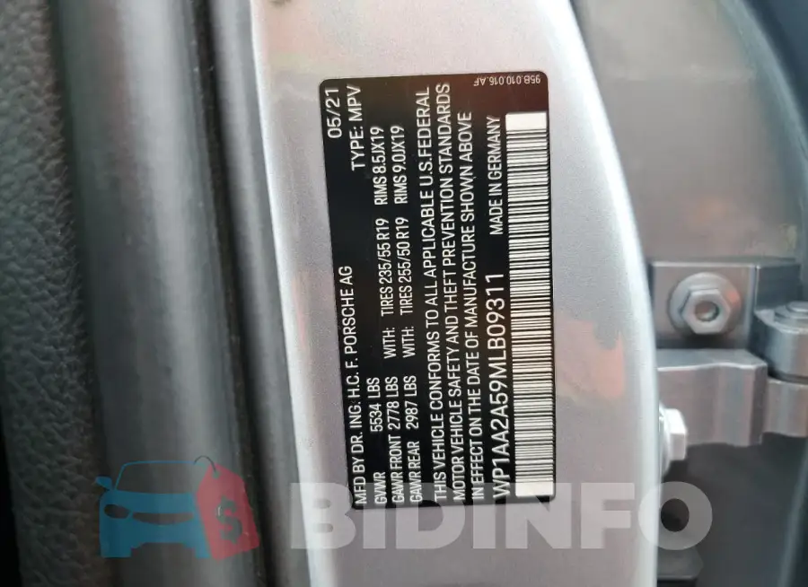 WP1AA2A59MLB09311 Photo# 13
