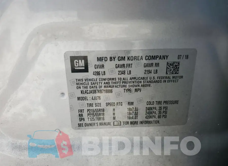 KL4CJASB7KB718886 Photo# 13