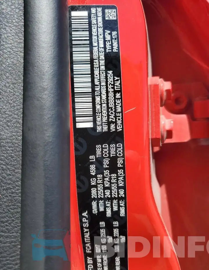 ZACCJBBB8HPF29254 Photo# 13