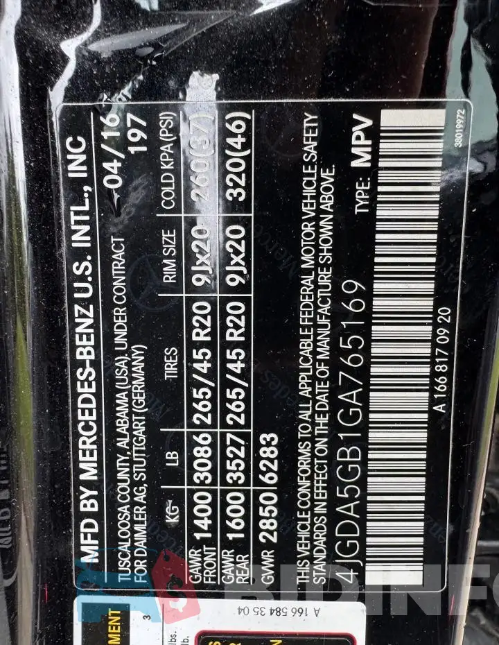 4JGDA5GB1GA765169 Photo# 10