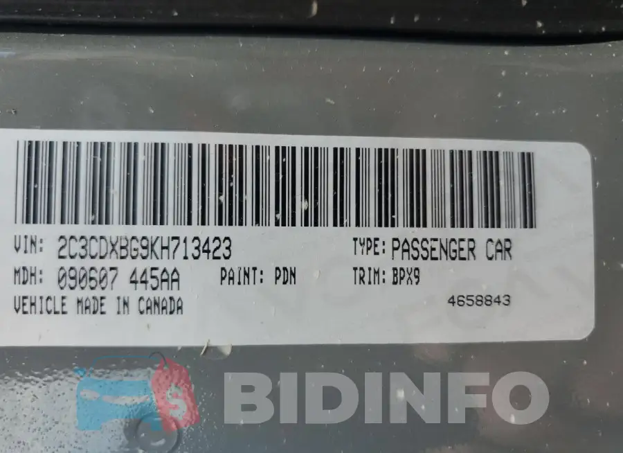 2C3CDXBG9KH713423 Photo# 13