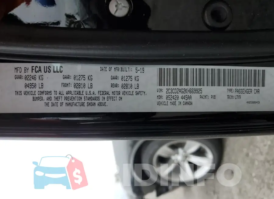 2C3CDZAG2KH669925 Photo# 13