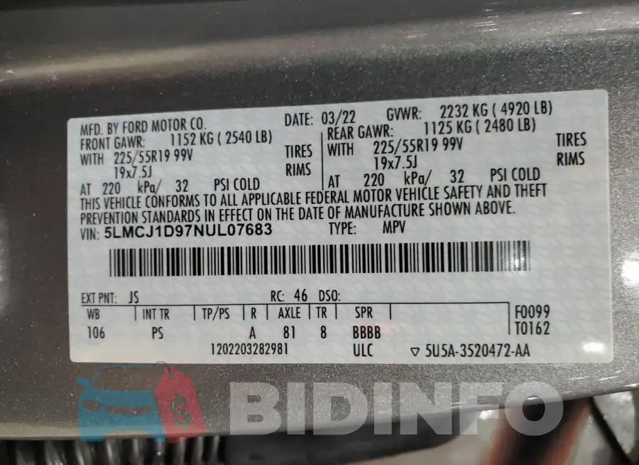 5LMCJ1D97NUL07683 Photo# 13