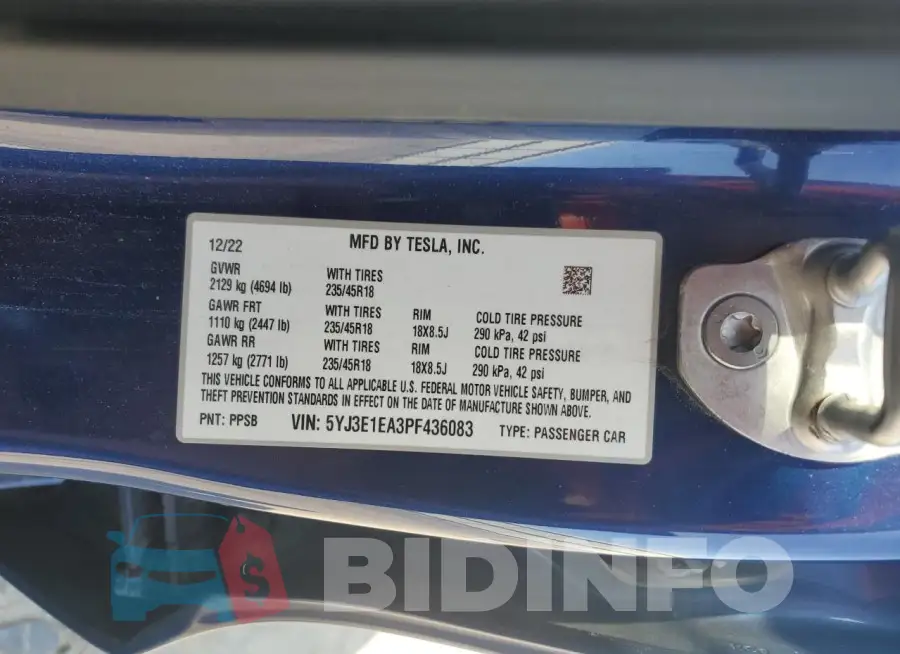 5YJ3E1EA3PF436083 Photo# 13