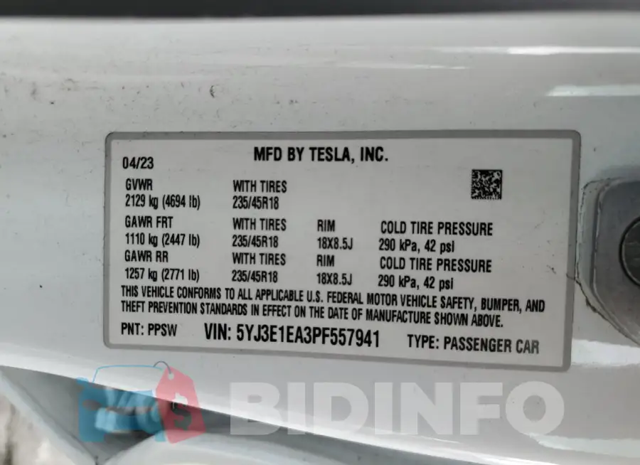 5YJ3E1EA3PF557941 Photo# 12