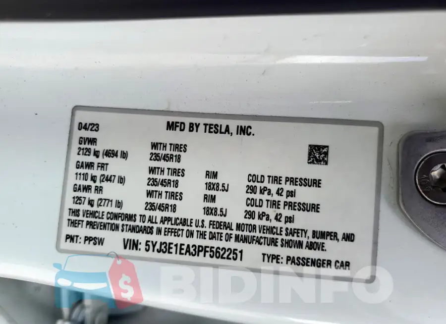 5YJ3E1EA3PF562251 Photo# 12