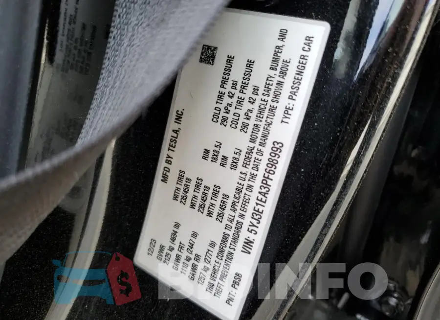 5YJ3E1EA3PF698993 Photo# 12