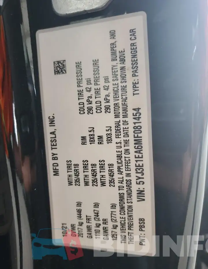 5YJ3E1EA6MF081454 Photo# 12