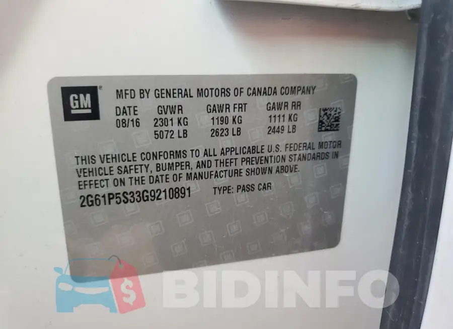 2G61P5S33G9210891 Photo# 12