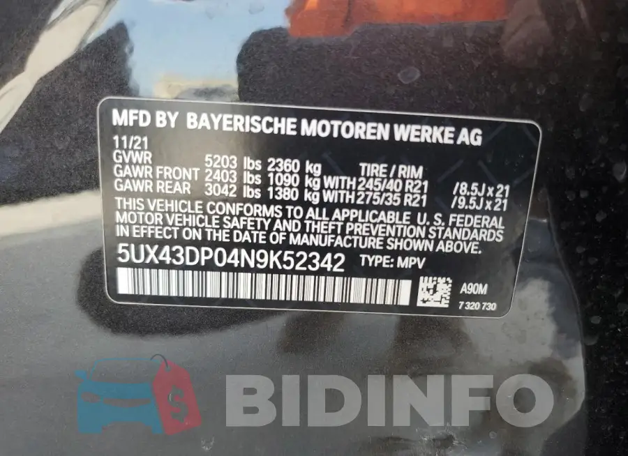 5UX43DP04N9K52342 Photo# 14