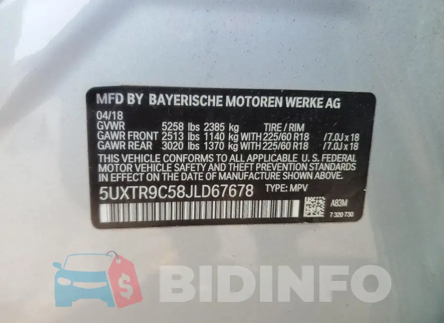5UXTR9C58JLD67678 Photo# 14