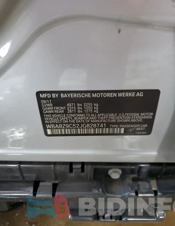 WBA8Z9C52JG828741 Photo# 12