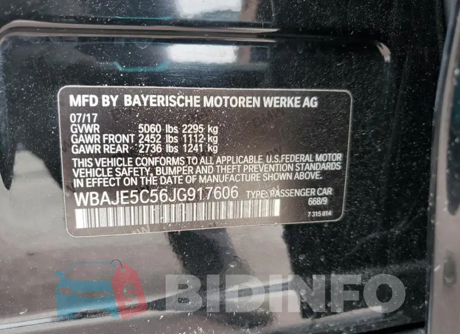 WBAJE5C56JG917606 Photo# 13