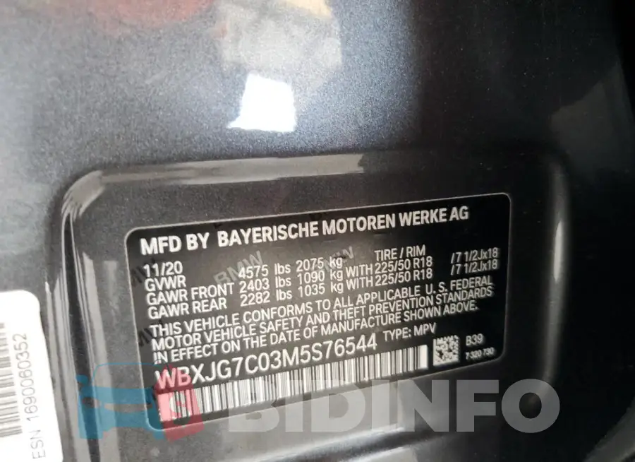 WBXJG7C03M5S76544 Photo# 12