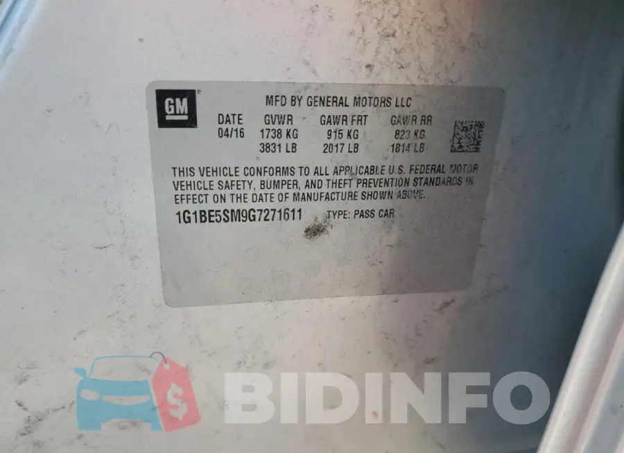 1G1BE5SM9G7271611 Photo# 12