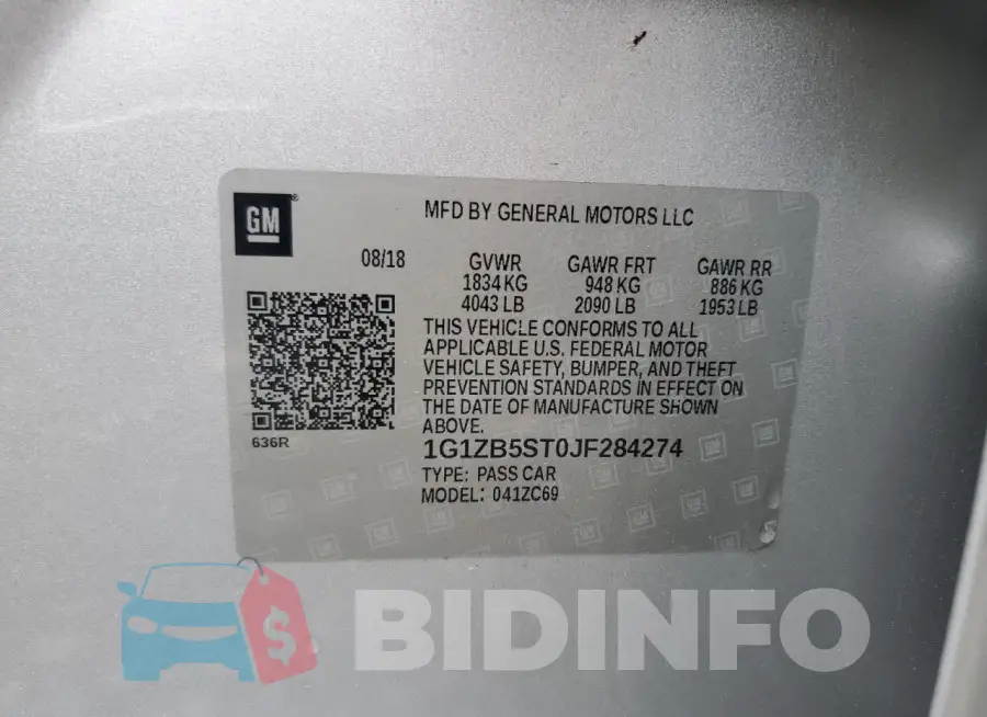 1G1ZB5ST0JF284274 Photo# 12