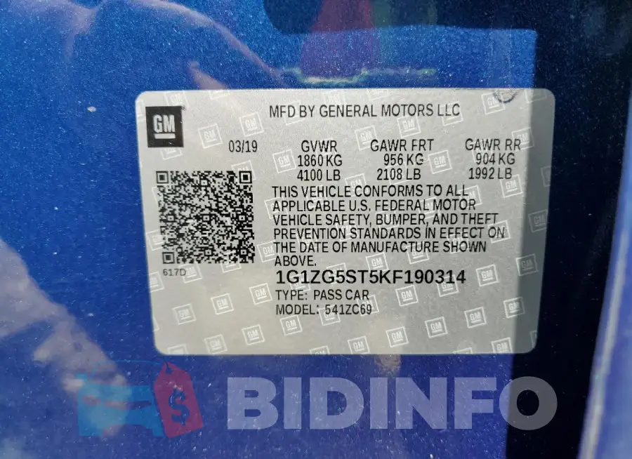 1G1ZG5ST5KF190314 Photo# 12