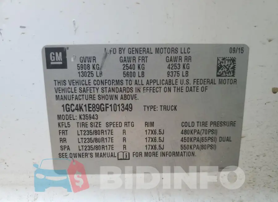 1GC4K1E89GF101349 Photo# 12