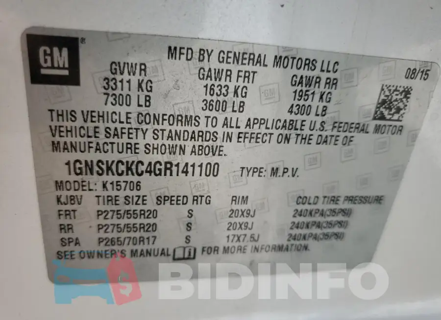 1GNSKCKC4GR141100 Photo# 13