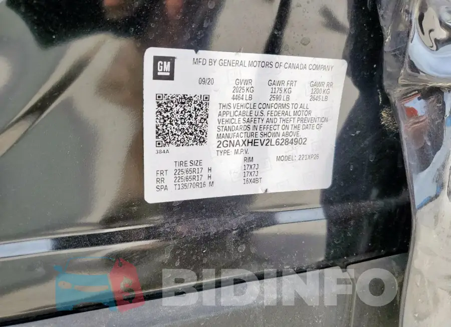 2GNAXHEV2L6284902 Photo# 12