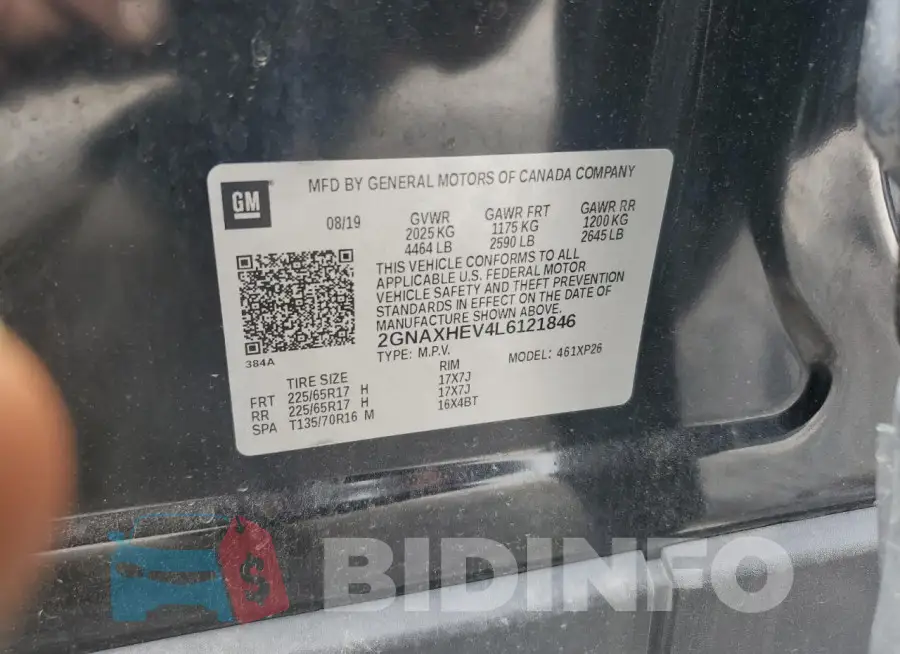 2GNAXHEV4L6121846 Photo# 13