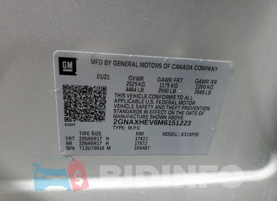 2GNAXHEV6M6151223 Photo# 13