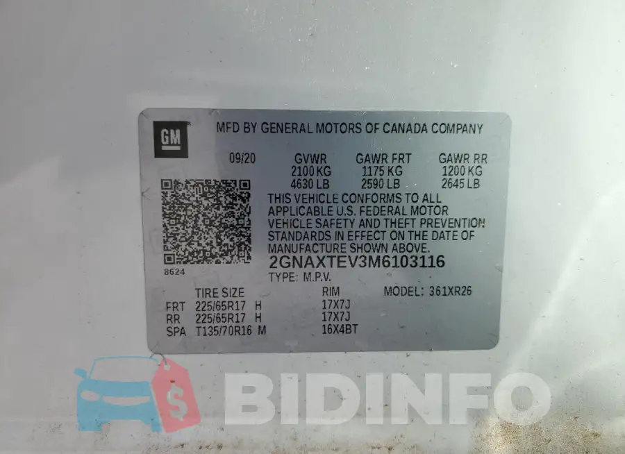 2GNAXTEV3M6103116 Photo# 13