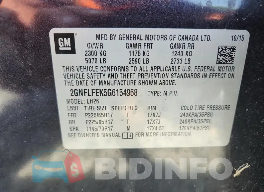 2GNFLFEK5G6154968 Photo# 13
