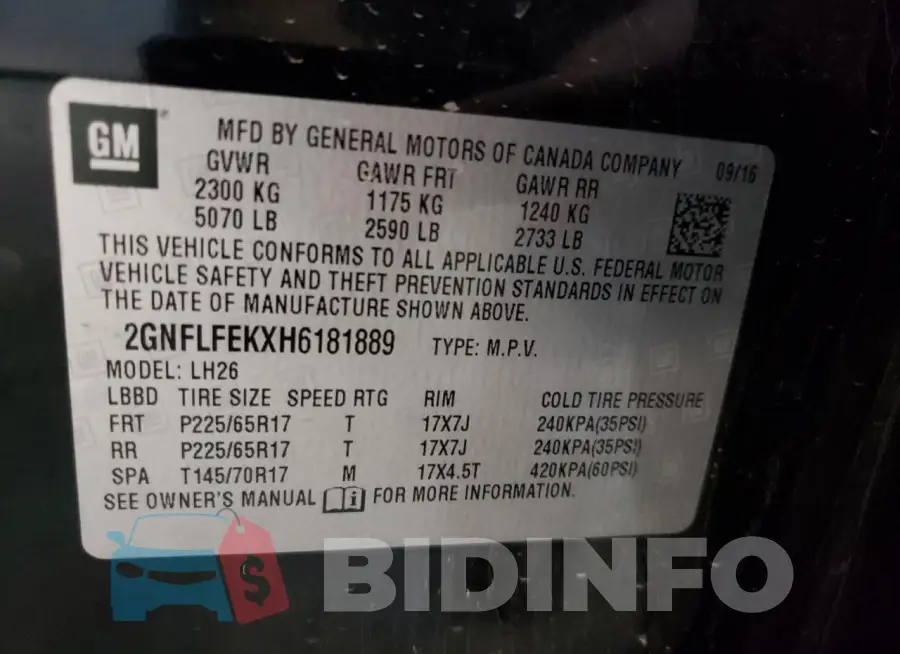 2GNFLFEKXH6181889 Photo# 13