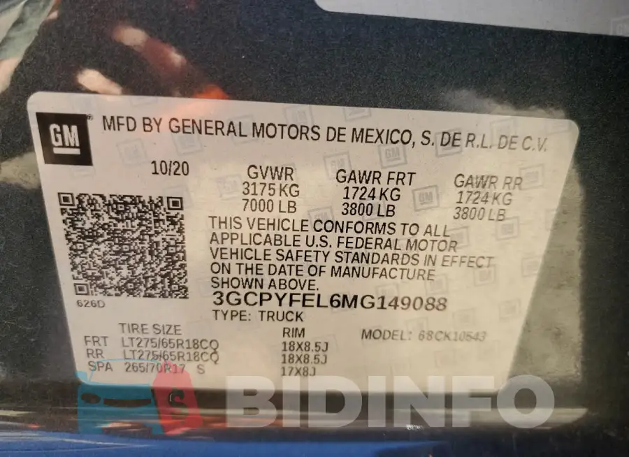 3GCPYFEL6MG149088 Photo# 12