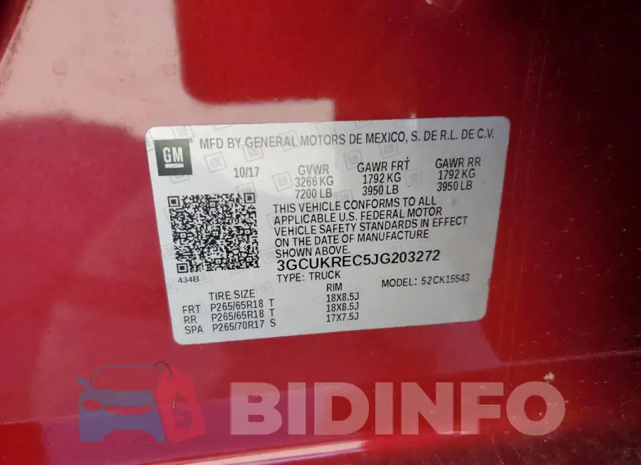 3GCUKREC5JG203272 Photo# 12