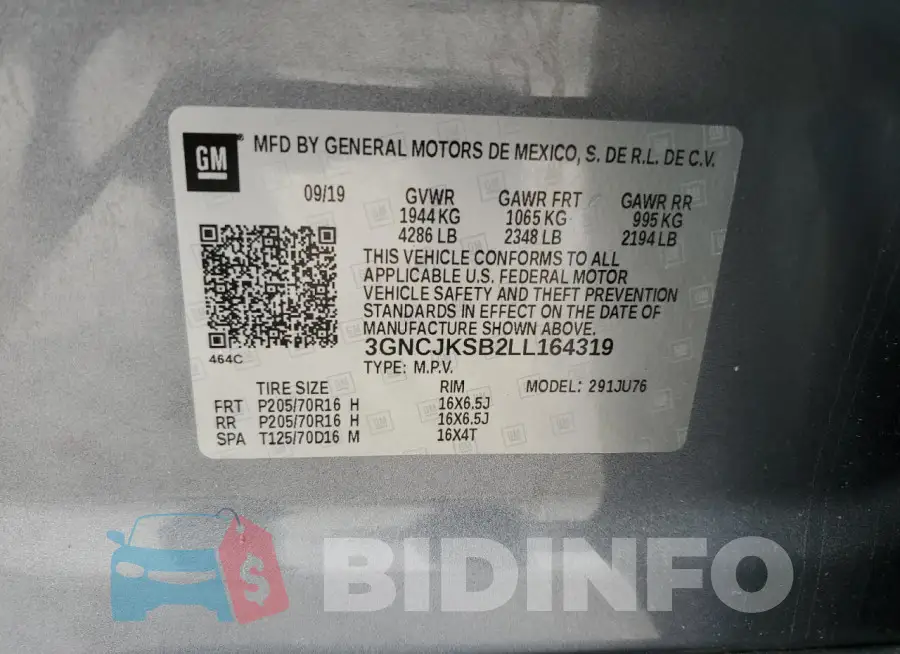 3GNCJKSB2LL164319 Photo# 13
