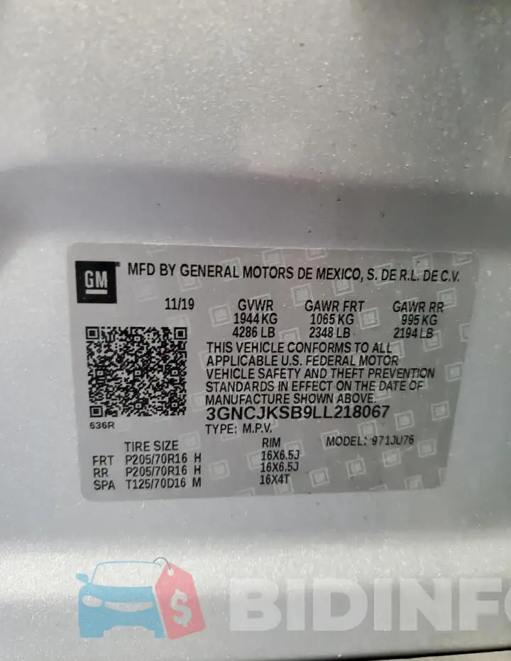 3GNCJKSB9LL218067 Photo# 14