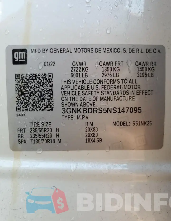 3GNKBDRS5NS147095 Photo# 13