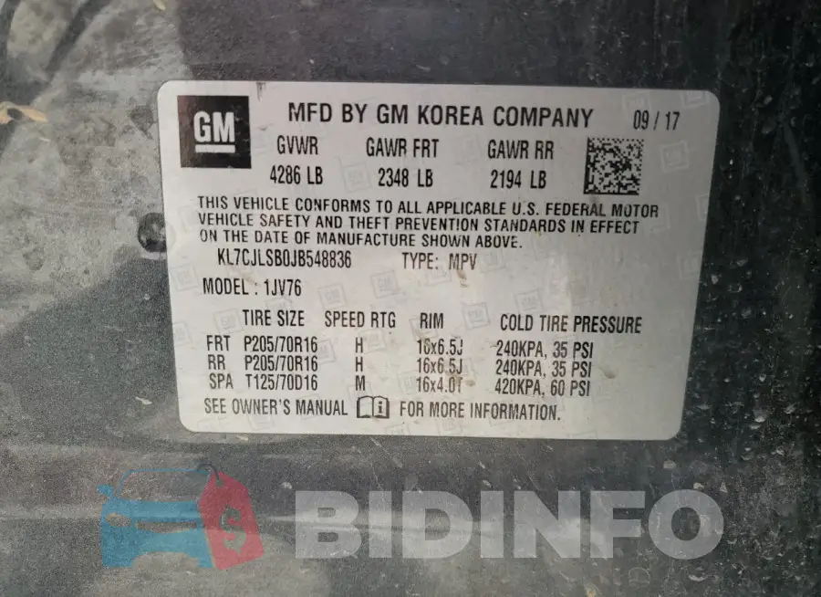 KL7CJLSB0JB548836 Photo# 13