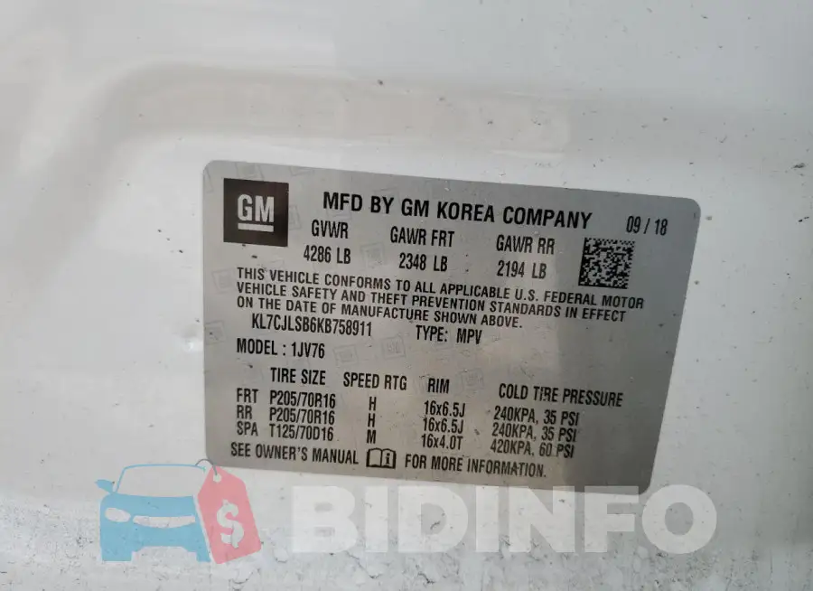 KL7CJLSB6KB758911 Photo# 13